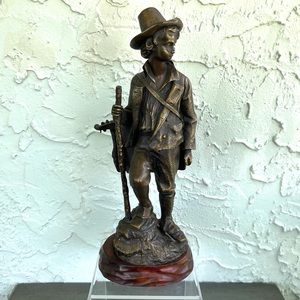 EMILE-VICTOR BLAVIER France Signed 1800s “Le Petit Savoyard” Bronze Sculpture